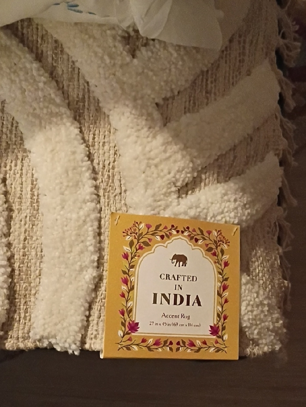 Cream Textured Arc-Pattern Bath Mat - Soft Absorbent Plush - Picture 9 of 11